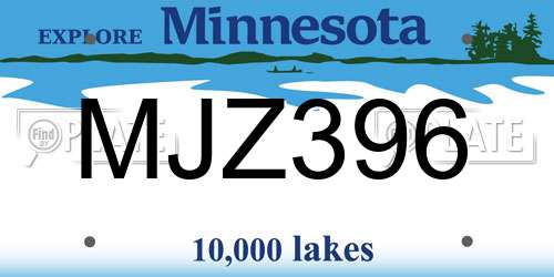 MJZ396 Minnesota License Plate