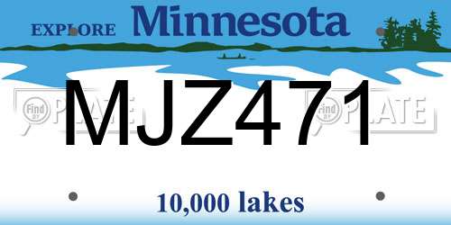 MJZ471 Minnesota License Plate