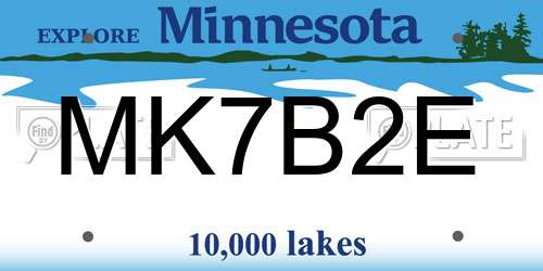 MK7B2E Minnesota License Plate