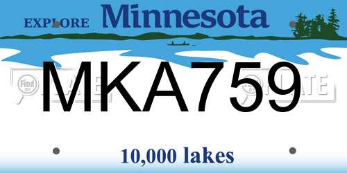 MKA759 Minnesota License Plate