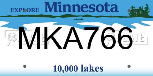 MKA766 Minnesota License Plate