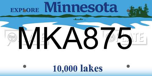 MKA875 Minnesota License Plate