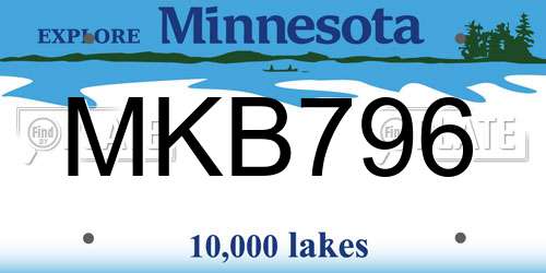 MKB796 Minnesota License Plate