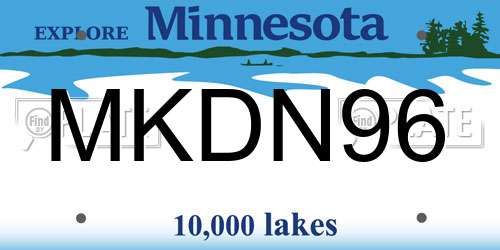 MKDN96 Minnesota License Plate
