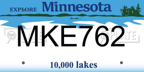 MKE762 Minnesota License Plate