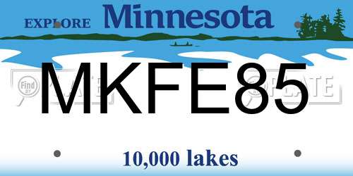MKFE85 Minnesota License Plate