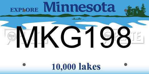 MKG198 Minnesota License Plate
