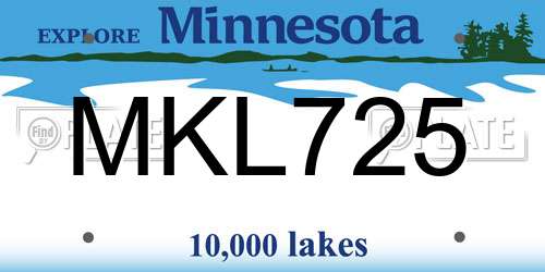 MKL725 Minnesota License Plate
