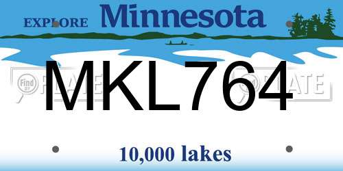 MKL764 Minnesota License Plate