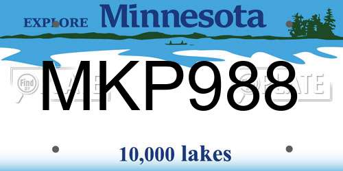 MKP988 Minnesota License Plate