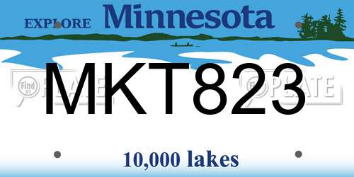 MKT823 Minnesota License Plate