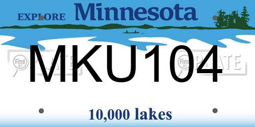 MKU104 Minnesota License Plate