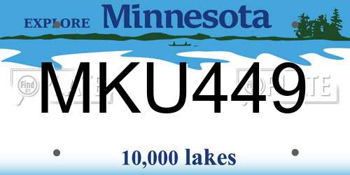 MKU449 Minnesota License Plate