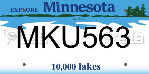 MKU563 Minnesota License Plate