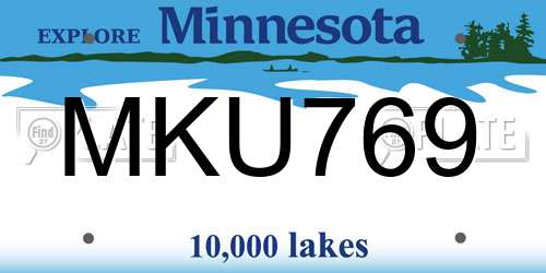 MKU769 Minnesota License Plate