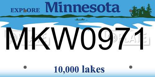 MKW0971 Minnesota License Plate