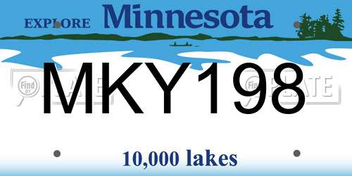 MKY198 Minnesota License Plate