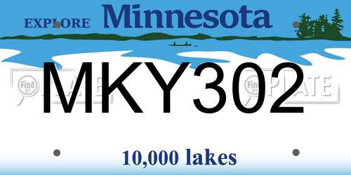 MKY302 Minnesota License Plate