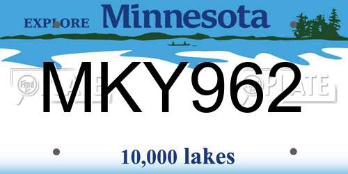 MKY962 Minnesota License Plate