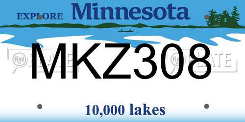 MKZ308 Minnesota License Plate