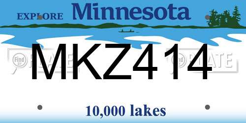 MKZ414 Minnesota License Plate
