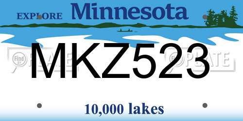 MKZ523 Minnesota License Plate