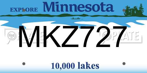 MKZ727 Minnesota License Plate