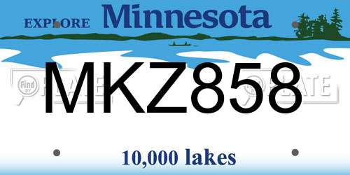 MKZ858 Minnesota License Plate