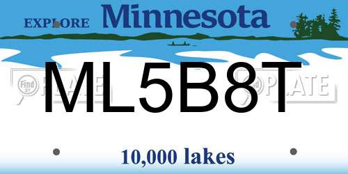 ML5B8T Minnesota License Plate