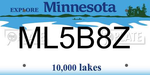ML5B8Z Minnesota License Plate
