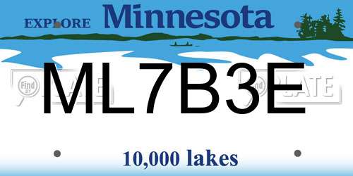ML7B3E Minnesota License Plate