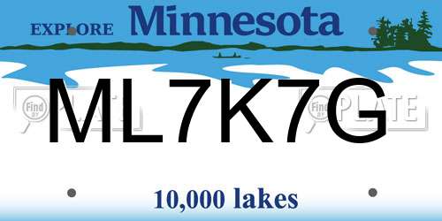ML7K7G Minnesota License Plate