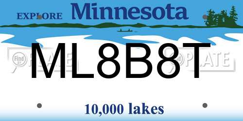 ML8B8T Minnesota License Plate