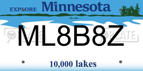 ML8B8Z Minnesota License Plate