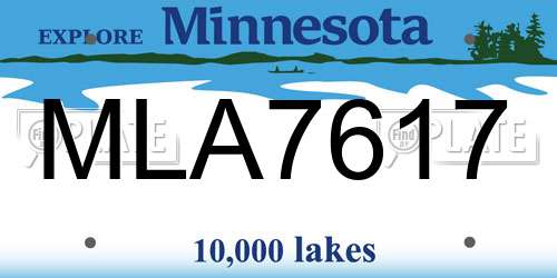 MLA7617 Minnesota License Plate