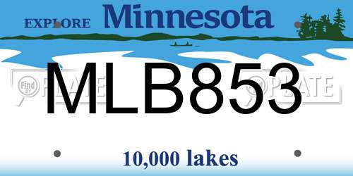 MLB853 Minnesota License Plate
