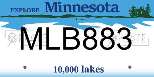 MLB883 Minnesota License Plate