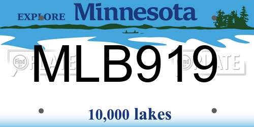 MLB919 Minnesota License Plate