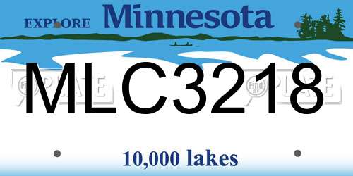 MLC3218 Minnesota License Plate