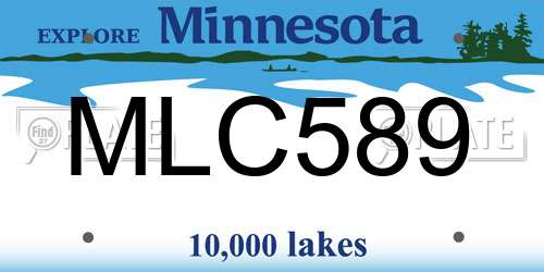MLC589 Minnesota License Plate