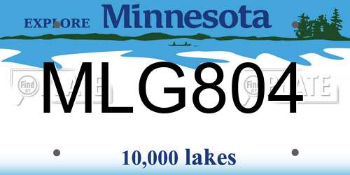 MLG804 Minnesota License Plate