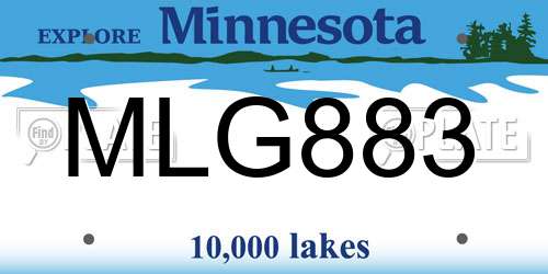 MLG883 Minnesota License Plate