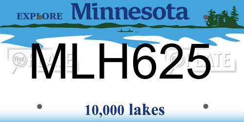 MLH625 Minnesota License Plate