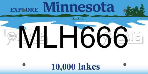 MLH666 Minnesota License Plate