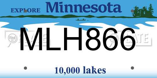 MLH866 Minnesota License Plate