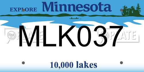 MLK037 Minnesota License Plate
