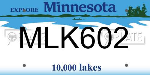 MLK602 Minnesota License Plate