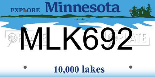 MLK692 Minnesota License Plate