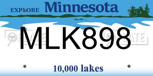 MLK898 Minnesota License Plate