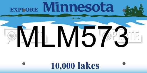MLM573 Minnesota License Plate